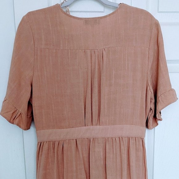 FEMININE & SOFT/Cottagecore Mia/Esther &Co. 100% Linen Dusty Rose Maxi Dress - Picture 3 of 6